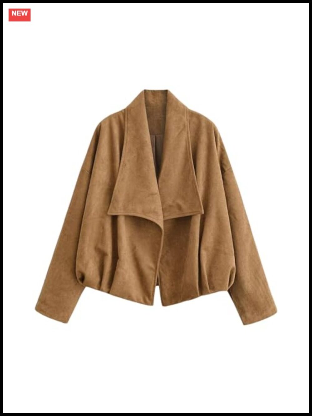 Faux Suede Wrap Jacket Casual Lapel Collar Loose Open Front Spring Fall